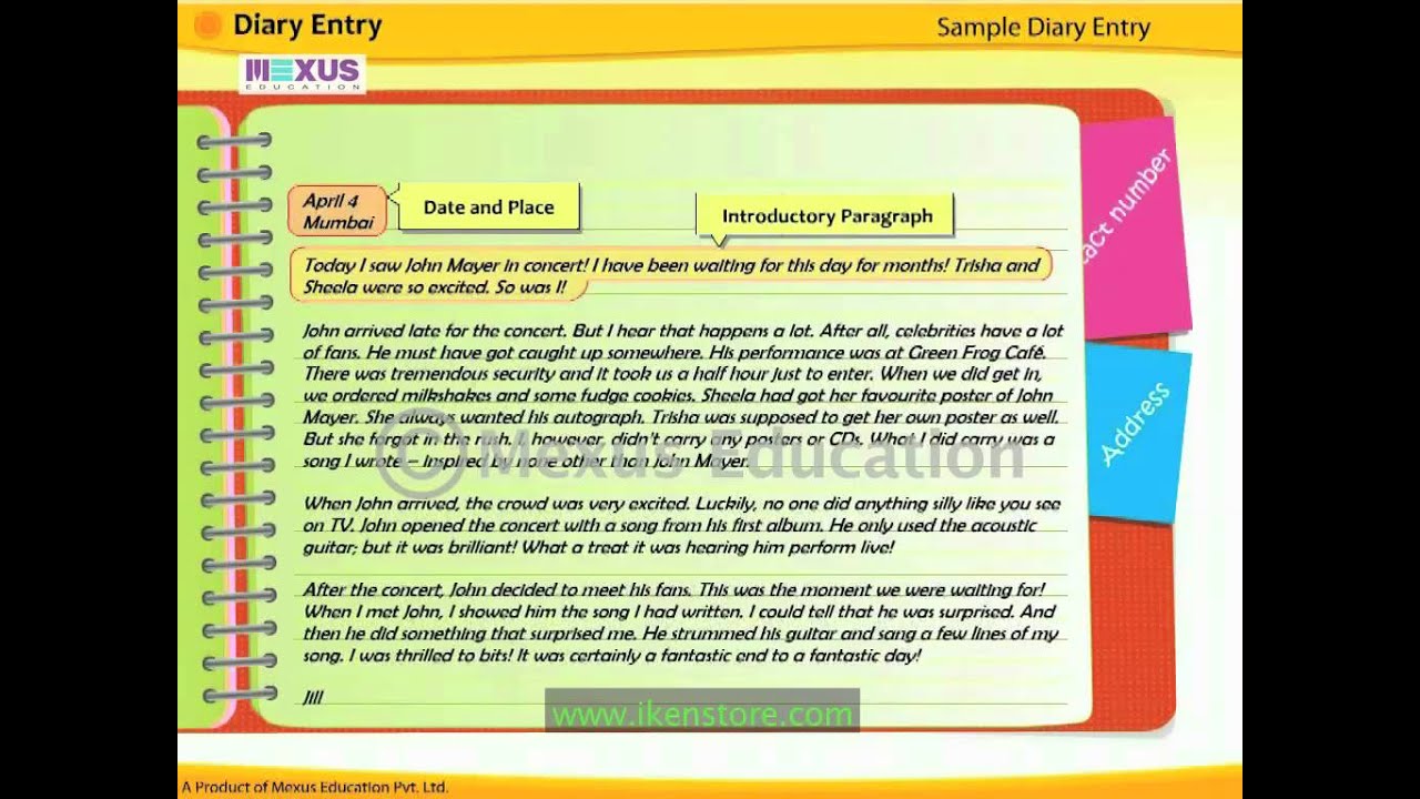english diary sample